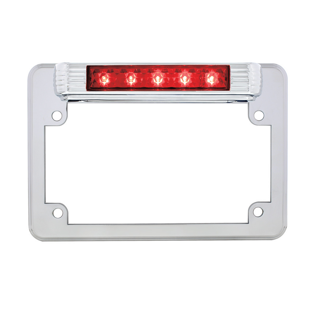 Chrome Motorcycle License Plate Frame With LED Light