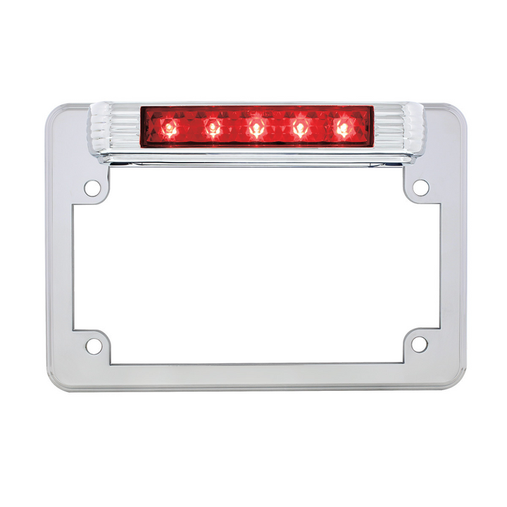 Chrome Motorcycle License Plate Frame With LED Light