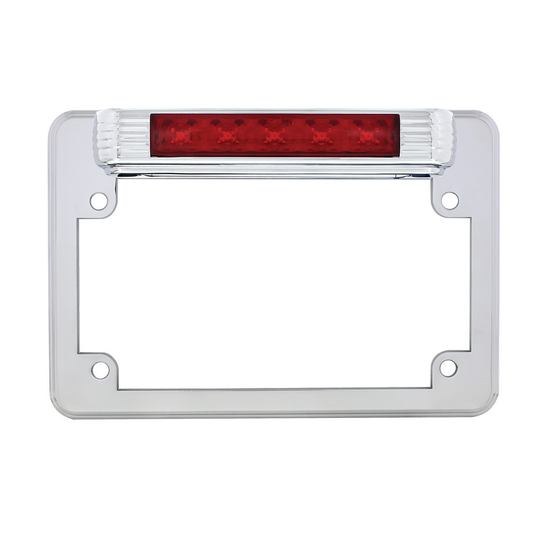 Chrome Motorcycle License Plate Frame With LED Light