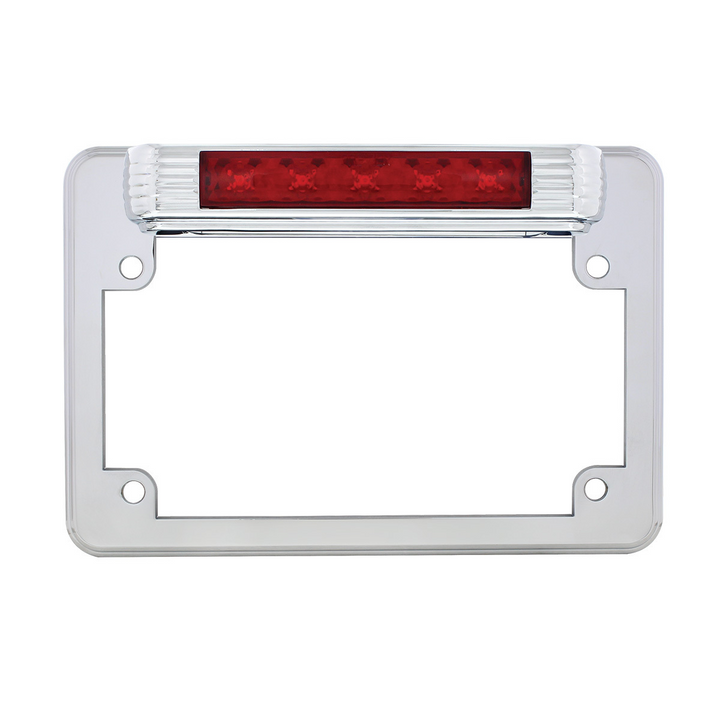 Chrome Motorcycle License Plate Frame With LED Light