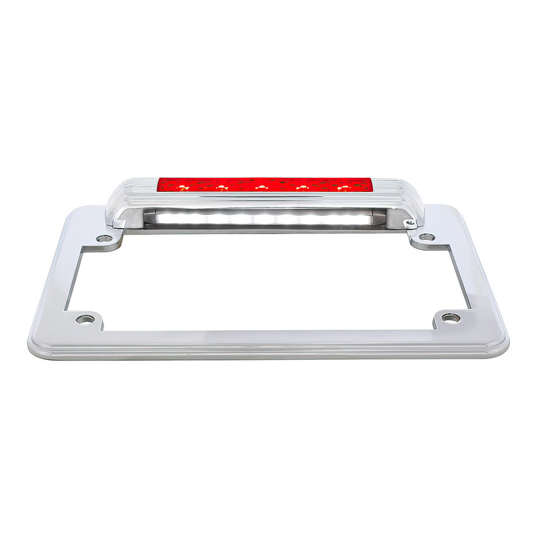 Chrome Motorcycle License Plate Frame With LED Light