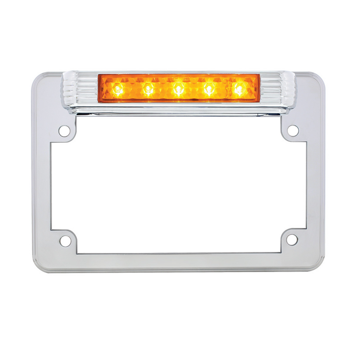 Chrome Motorcycle License Plate Frame With LED Light