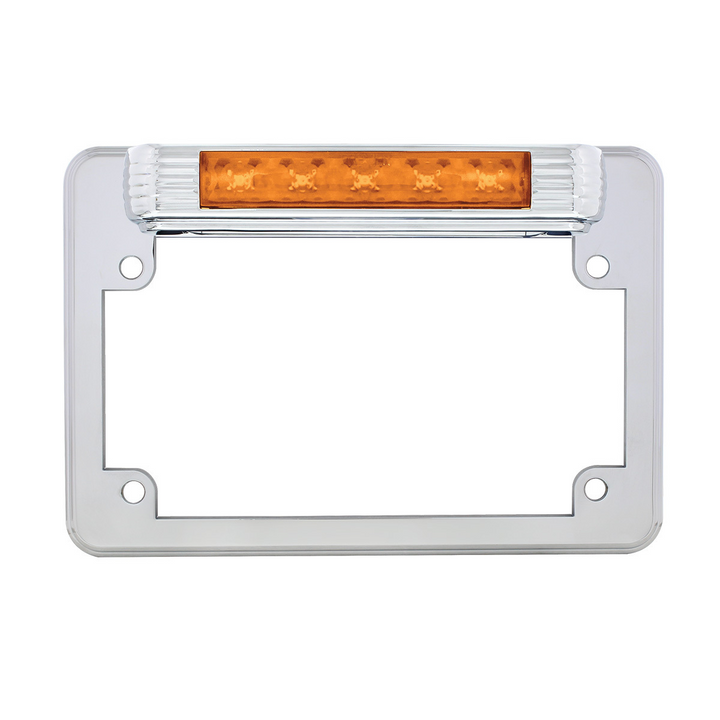 Chrome Motorcycle License Plate Frame With LED Light