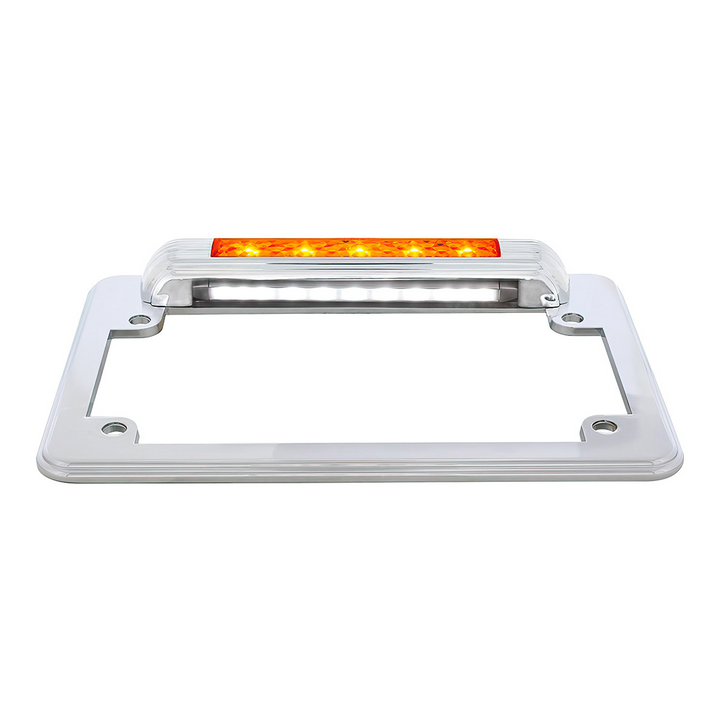 Chrome Motorcycle License Plate Frame With LED Light