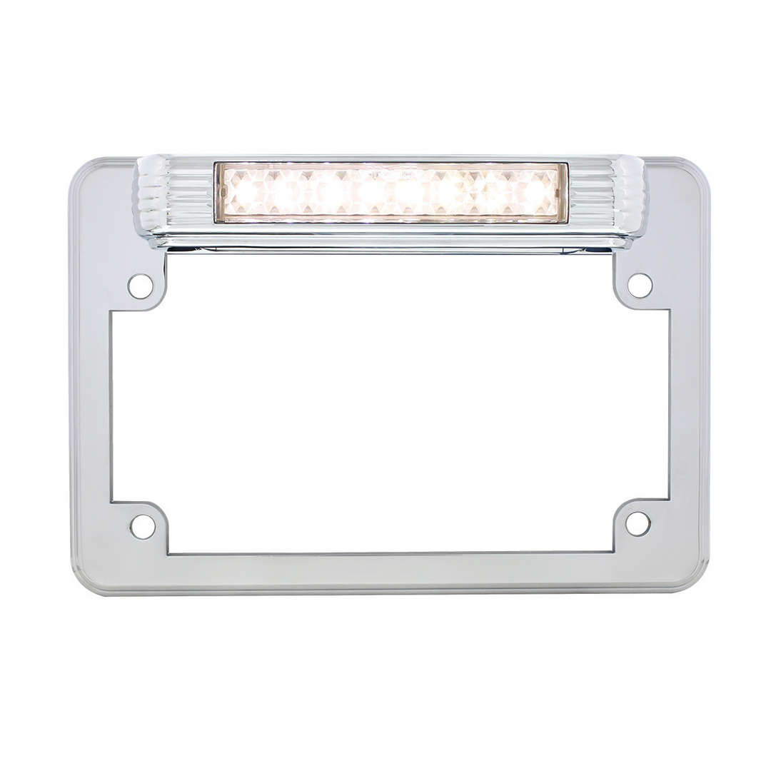 Chrome Motorcycle License Plate Frame With LED Light