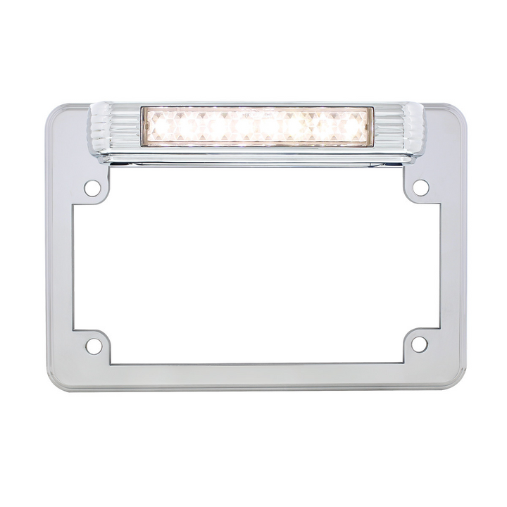 Chrome Motorcycle License Plate Frame With LED Light