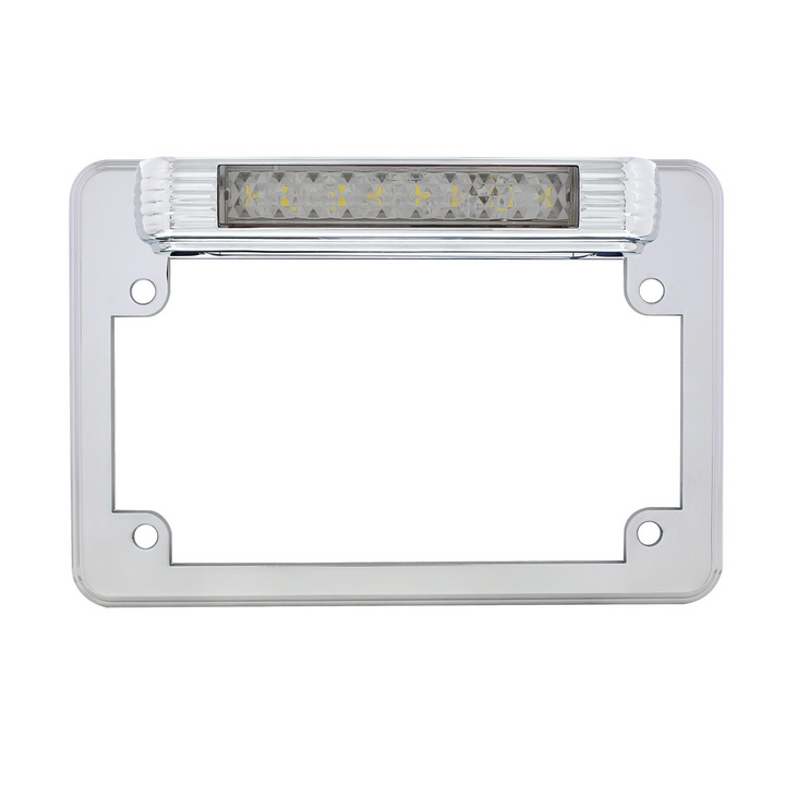Chrome Motorcycle License Plate Frame With LED Light