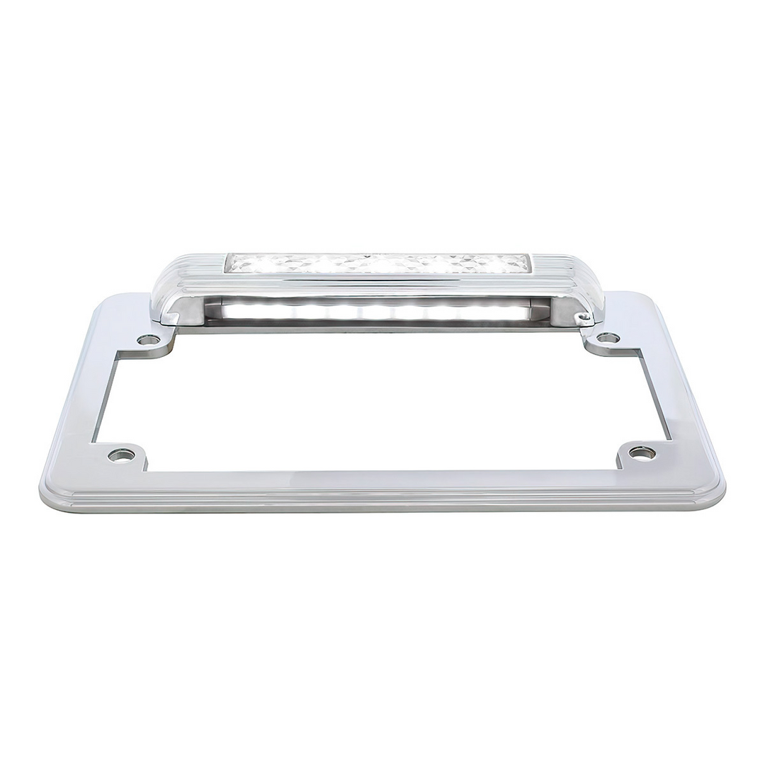 Chrome Motorcycle License Plate Frame With LED Light
