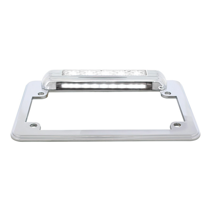 Chrome Motorcycle License Plate Frame With LED Light