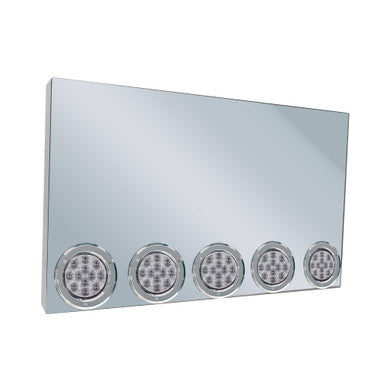 20" REAR CENTER PANEL W/ 5 - 4" LIGHT HOLES - BOXED EDGE - CLEAR RED