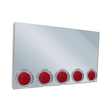 20" REAR CENTER PANEL W/ 5 - 4" LIGHT HOLES - BOXED EDGE - RED