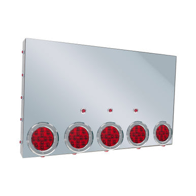 20" REAR CENTER PANEL W/ 5 - 4" &amp; 18 - 3/4" LIGHT HOLES - BOXED EDGE - RED