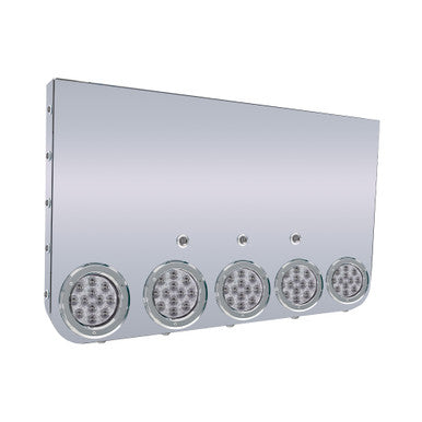 20" Rear Center Panel, Rounded Bottom W/5-4" Round Clear Red Lights &amp; 18-3/4"Clear Red Lights