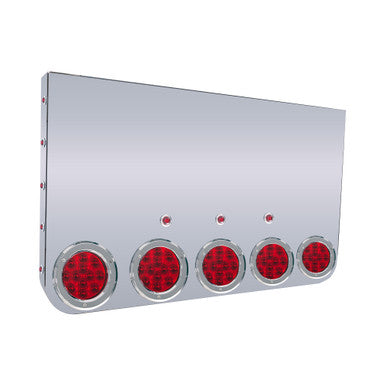 20" REAR CENTER PANEL W/ 5 - 4" &amp; 18 3/4" LIGHT HOLES - ROUNDED BOTTOM - RED