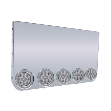 20" REAR CENTER PANEL W/ 5 - 4" &amp; 15 3/4" LIGHT HOLES - ROUNDED BOTTOM - CLEAR RED
