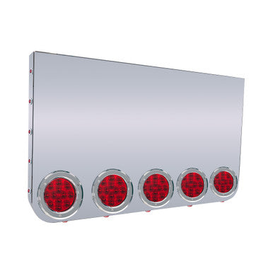 20" REAR CENTER PANEL W/ 5 - 4" &amp; 15 3/4" LIGHT HOLES - ROUNDED BOTTOM - RED