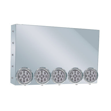 20" REAR CENTER PANEL W/ 5 - 4" &amp; 15 3/4" LIGHT HOLES - MITERED EDGE - CLEAR RED
