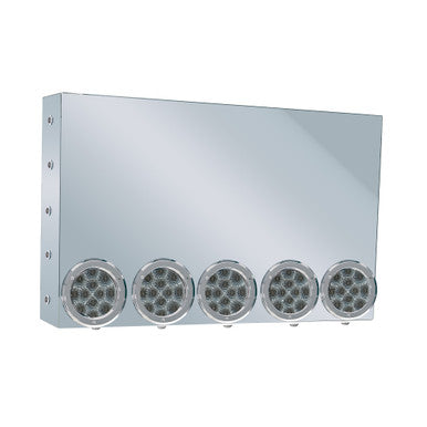 20" Rear Center Panel, Mitered Edges W/5-4"Clear Red Lights &amp; 15-3/4"Clear Red Lights