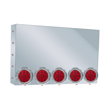20" REAR CENTER PANEL W/ 5 - 4" &amp; 15 3/4" LIGHT HOLES - MITERED EDGE - RED