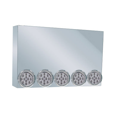 20" REAR CENTER PANEL W/ 5 - 4" LIGHT HOLES - MITERED EDGE - CLEAR RED