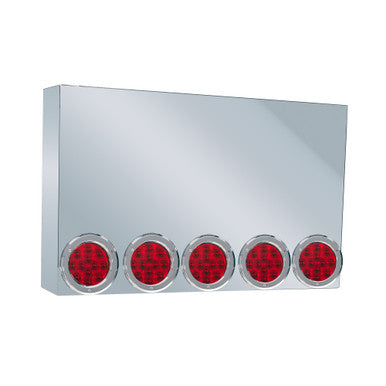 20" REAR CENTER PANEL W/ 5 - 4" LIGHT HOLES - MITERED EDGE - RED