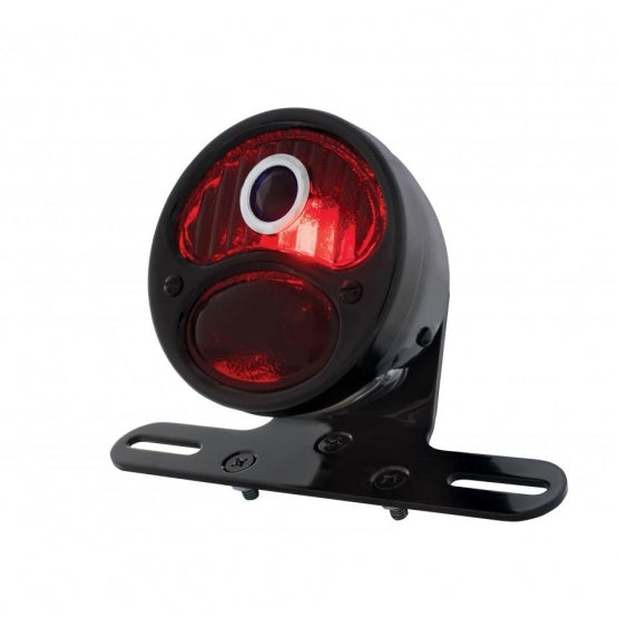 DUO Lamp Motorcycle Rear Fender Tail Light With Red Glass Lens &amp; Blue Dot