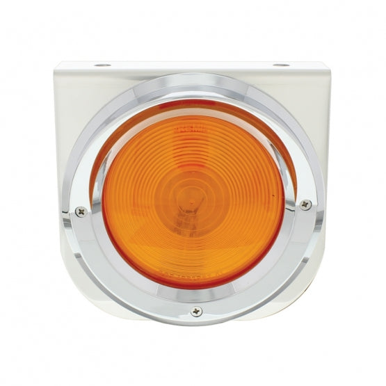 Stainless Light Bracket With 4" Light &amp; Visor - Amber Lens