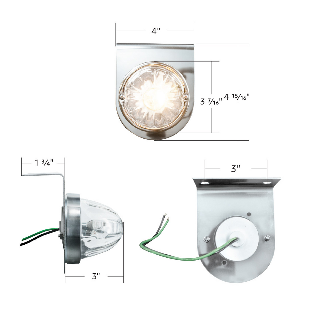 Glass Watermelon Light With Stainless Steel Light Bracket Kit