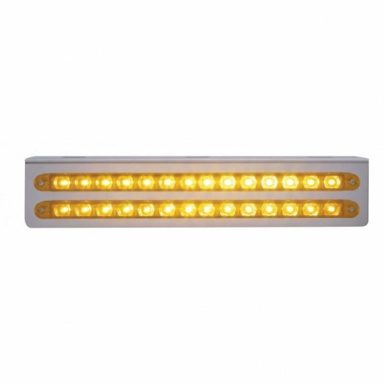 12-3/4" Stainless Light Bracket With 2 x 14 LED 12" Light Bars - Amber LED/Amber Lens