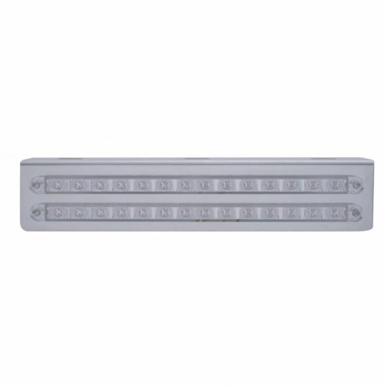12-3/4" Stainless Light Bracket With 2 x 14 LED 12" Light Bars - Amber LED/Clear Lens