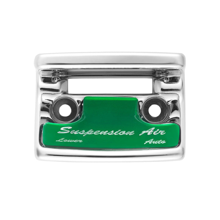 Chrome Plastic Suspension Air Switch Guard With Glossy Sticker For 1990-2010 Freightliner Classic - Green