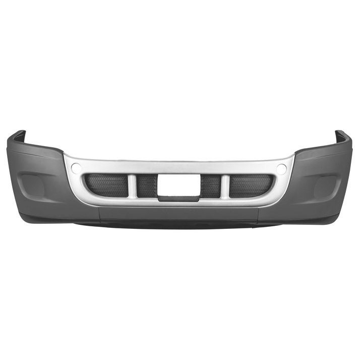 Complete 3-Piece Front Bumper Set With Chrome Trim Without Fog Light Hole For 2008-2017 Freightliner Cascadia