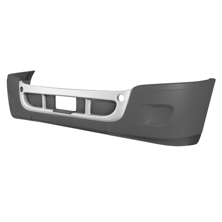 Complete 3-Piece Front Bumper Set With Chrome Trim Without Fog Light Hole For 2008-2017 Freightliner Cascadia
