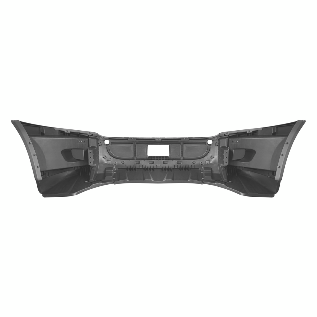 Complete 3-Piece Front Bumper Set With Chrome Trim Without Fog Light Hole For 2008-2017 Freightliner Cascadia