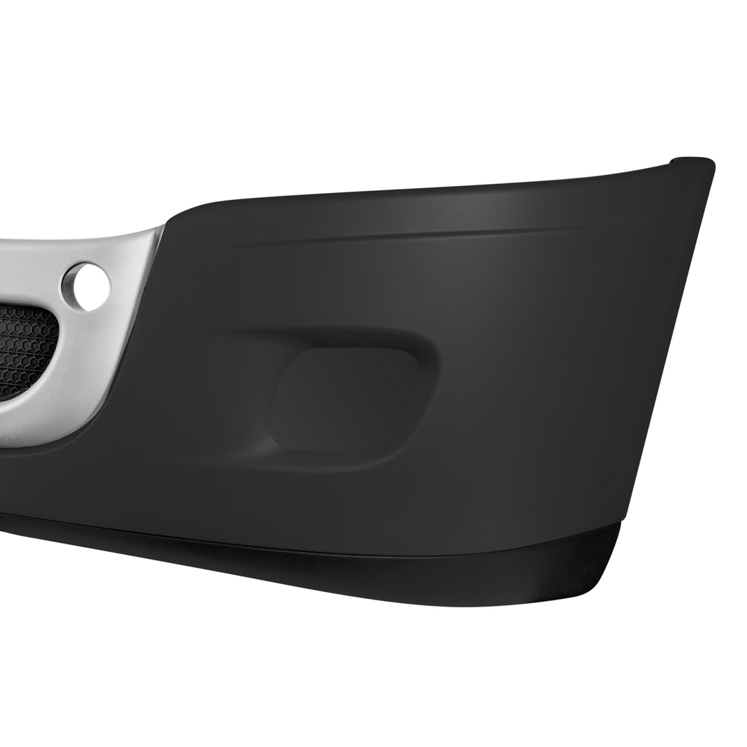 Complete 3-Piece Front Bumper Set With Chrome Trim Without Fog Light Hole For 2008-2017 Freightliner Cascadia