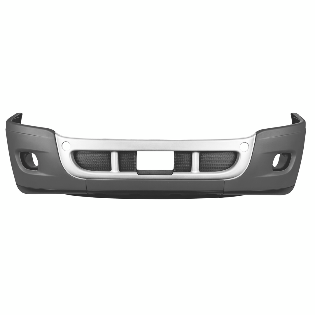 Complete 3-Piece Front Bumper Set With Chrome Trim With Fog Light Hole For 2008-2017 Freightliner Cascadia