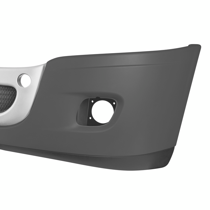 Complete 3-Piece Front Bumper Set With Chrome Trim With Fog Light Hole For 2008-2017 Freightliner Cascadia