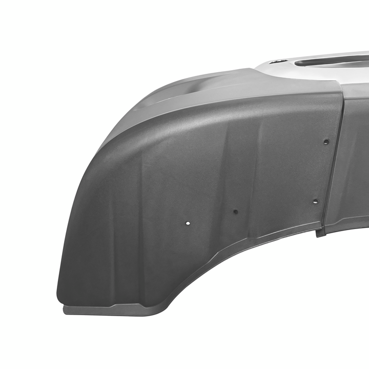 Complete 3-Piece Front Bumper Set With Chrome Trim With Fog Light Hole For 2008-2017 Freightliner Cascadia