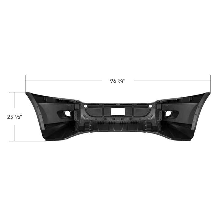 Complete 3-Piece Front Bumper Set With Chrome Trim With Fog Light Hole For 2008-2017 Freightliner Cascadia