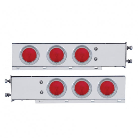 3-3/4" Bolt Pattern Deluxe Stainless Spring Loaded Light Bar With 6 x 4" Lights &amp; Visors (Pair)