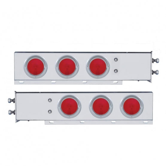 2" Bolt Pattern Stainless Spring Loaded Light Bar With 6 x 4" Lights &amp; Visors (Pair)