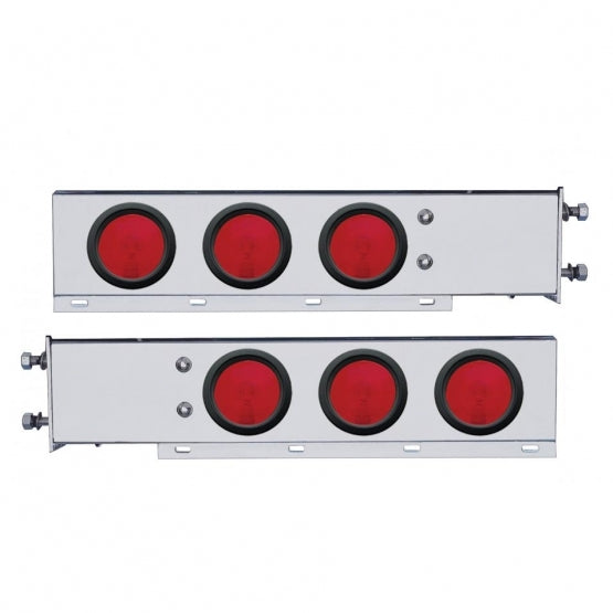3-3/4" Bolt Pattern Stainless Spring Loaded Light Bar With 6 x 4" Lights &amp; Grommets (Pair)