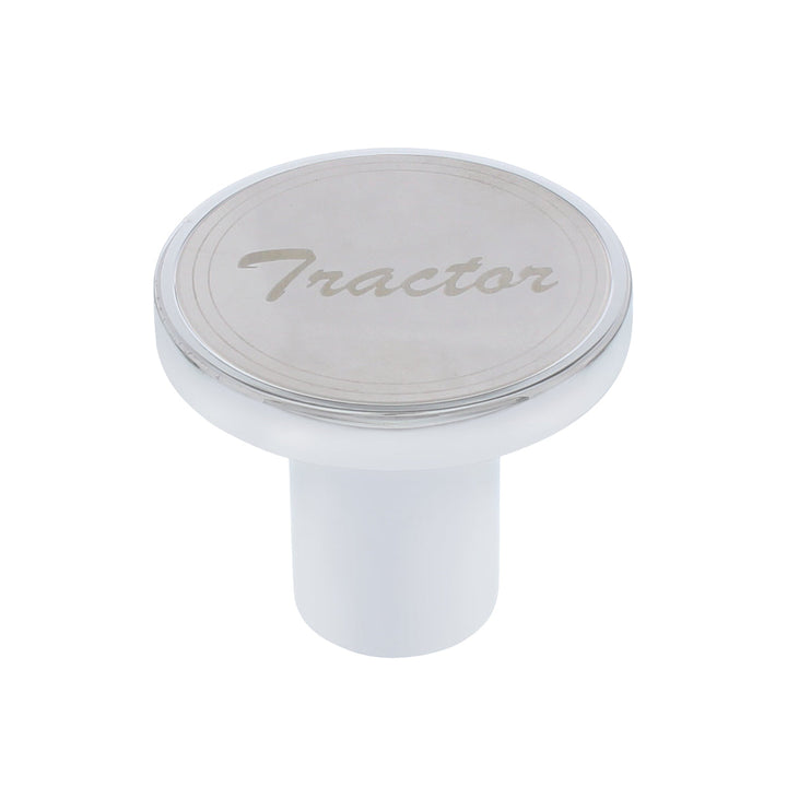 Aluminum Screw-On Air Valve Knob With Stainless Tractor Plaque - Chrome