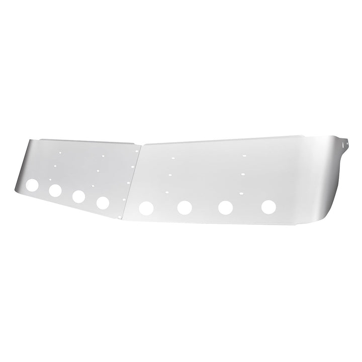 13-1/2" Stainless Curved Drop Visor With Eight 2" Light Cutouts For 1995-2006 Kenworth W900