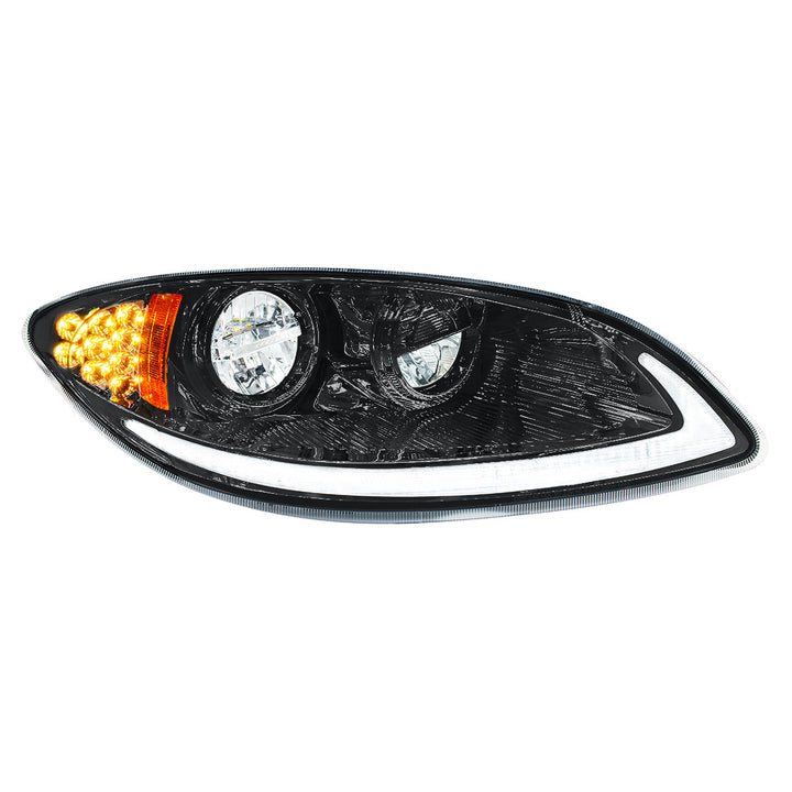 Blackout LED Headlight With LED Light Bar &amp; Turn Signal For 2006-2017 International Prostar - Passenger