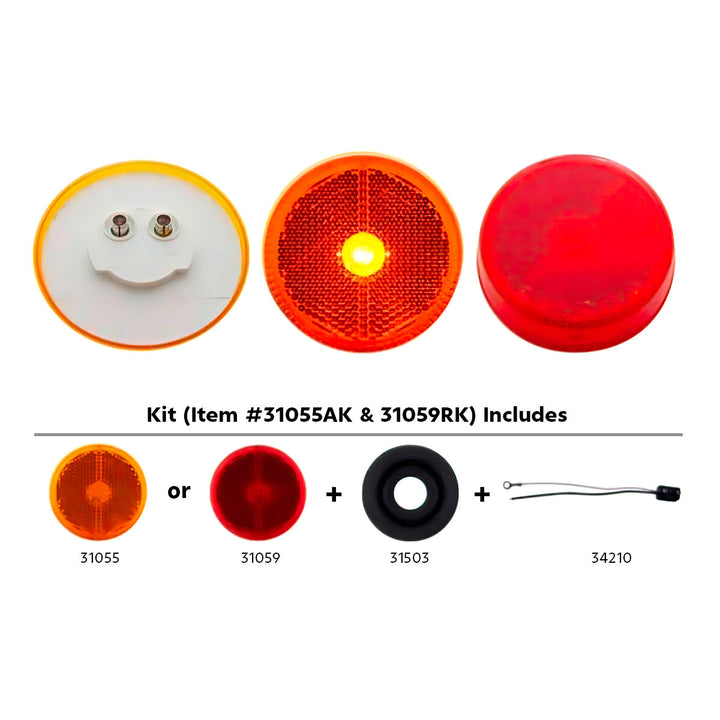 2-1/2" Round Reflectorized Light Kit (Clearance/Marker) - Amber Lens