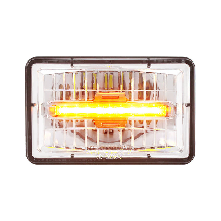 ULTRALIT - 4" x 6" Rectangular LED Headlight With Amber LED Position Light - High Beam