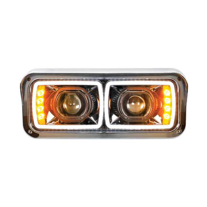 High Power LED "Blackout" Projection Headlight With LED Turn Signal &amp; Position Light Bar - Driver
