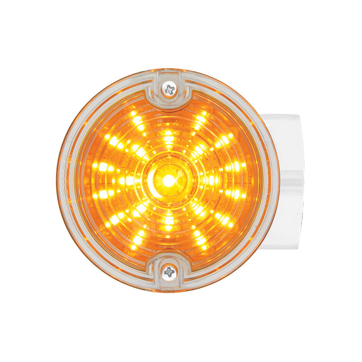 21 LED 3-1/4" Dual Function Signal Light For Harley Motorcycle With Housing - Amber LED/Clear Lens