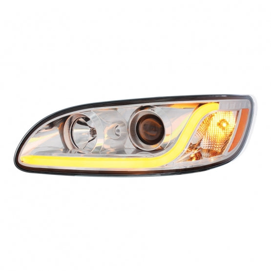 Chrome Projection Headlight W/LED Dual Function Light Bar For PB 386 (2005-2015) &amp; 387 (1999-2010) - Driver